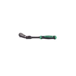 1/4" DRIVE 7-3/4" EIGHTY8 TOOTH BLACK CHROME LOCKING FLEX RATCHET WITH ERGO HANDLE - GREEN