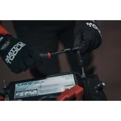 1/4" DRIVE 7-3/4" EIGHTY8 TOOTH BLACK CHROME LOCKING FLEX RATCHET WITH ERGO HANDLE - RED -Hand Tool Store AFR68BLFR InUseImage 01 1500