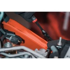 1/4" DRIVE 7-3/4" EIGHTY8 TOOTH BLACK CHROME LOCKING FLEX RATCHET WITH ERGO HANDLE - RED -Hand Tool Store AFR68BLFR InUseImage 14 1500