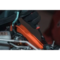 1/4" DRIVE 7-3/4" EIGHTY8 TOOTH BLACK CHROME LOCKING FLEX RATCHET WITH ERGO HANDLE - RED -Hand Tool Store AFR68BLFR InUseImage 16 1500