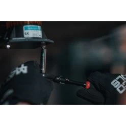 1/4" DRIVE 7-3/4" EIGHTY8 TOOTH BLACK CHROME LOCKING FLEX RATCHET WITH ERGO HANDLE - RED -Hand Tool Store AFR68BLFR InUseImage 17 1500