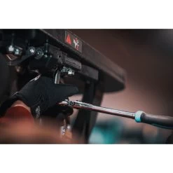 3/8" DRIVE 12-1/2" EIGHTY8 TOOTH LOCKING FLEX HEAD RATCHET WITH ERGO HANDLE - BLUE -Hand Tool Store BFR128LFB InUseImage 12 1500