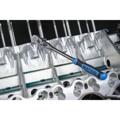 3/8" DRIVE 12-1/2" EIGHTY8 TOOTH BLACK NICKEL LOCKING FLEX RATCHET WITH ERGO HANDLE - BLUE -Hand Tool Store BFR128NLFB LifestyleImage 01 1500