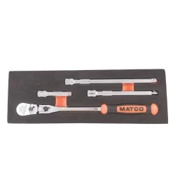 3/8" DRIVE 4 PIECE 12" EIGHTY8 TOOTH LOCKING FLEX RATCHET WITH CHROME EXTENSIONS 3", 6" AND 8" SET - ORANGE -Hand Tool Store BFR128SETM AlternateImage 03 1500