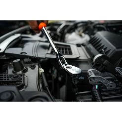 3/8" DRIVE 4 PIECE 12" EIGHTY8 TOOTH LOCKING FLEX RATCHET WITH CHROME EXTENSIONS 3", 6" AND 8" SET - ORANGE -Hand Tool Store BFR128SETM In UseImage 09 1500