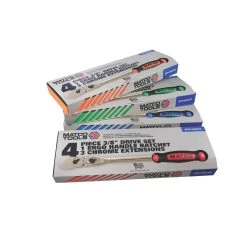 3/8" DRIVE 4 PIECE 12" EIGHTY8 TOOTH LOCKING FLEX RATCHET WITH CHROME EXTENSIONS 3", 6" AND 8" SET - RED -Hand Tool Store BFR128SETR AlternateImage 05 1500