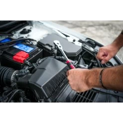 3/8" DRIVE 4 PIECE 12" EIGHTY8 TOOTH LOCKING FLEX RATCHET WITH CHROME EXTENSIONS 3", 6" AND 8" SET - RED -Hand Tool Store BFR128SETR In UseImage 01 1500