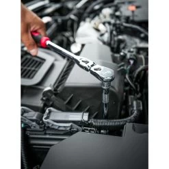 3/8" DRIVE 4 PIECE 12" EIGHTY8 TOOTH LOCKING FLEX RATCHET WITH CHROME EXTENSIONS 3", 6" AND 8" SET - RED -Hand Tool Store BFR128SETR In UseImage 06 1500