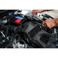 3/8" DRIVE 4 PIECE 12" EIGHTY8 TOOTH LOCKING FLEX RATCHET WITH CHROME EXTENSIONS 3", 6" AND 8" SET - RED -Hand Tool Store BFR128SETR In UseImage 12 1500