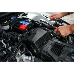 3/8" DRIVE 4 PIECE 12" EIGHTY8 TOOTH LOCKING FLEX RATCHET WITH CHROME EXTENSIONS 3", 6" AND 8" SET - RED -Hand Tool Store BFR128SETR In UseImage 13 1500