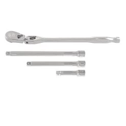 3/8" DRIVE 4 PIECE 12" EIGHTY8 TOOTH LOCKING FLEX RACHET WITH CHROME EXTENSIONS 3", 6" AND 8" SET