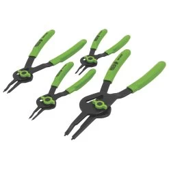 4 PIECE CONVERTIBLE FIXED TIP FLUORESCENT SNAP RING PLIERS SET - 0°