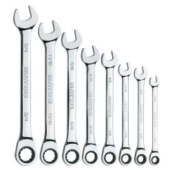 8 PIECE 72 TOOTH SAE COMBINATION RATCHETING WRENCH SET