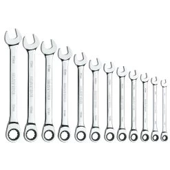 12 PIECE 72 TOOTH METRIC COMBINATION RATCHETING WRENCH SET