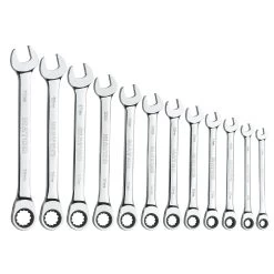 12 PIECE 90 TOOTH METRIC COMBINATION RATCHETING WRENCH SET