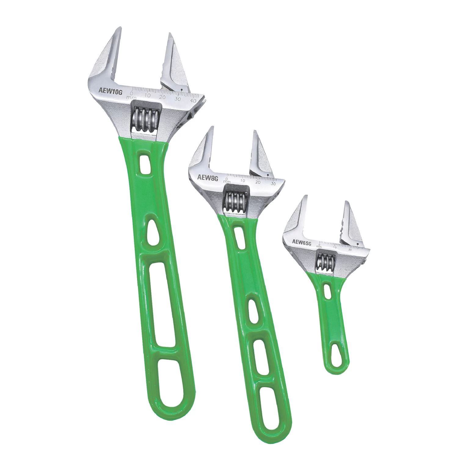 3 PIECE EXOSKELETON ADJUSTABLE WRENCH SET - GREEN 3 3 PIECE EXOSKELETON ADJUSTABLE WRENCH SET - GREEN