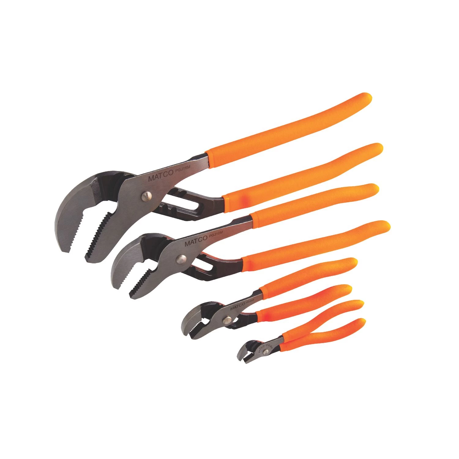 4 PIECE GROOVE JOINT PLIERS SET - ORANGE 3 4 PIECE GROOVE JOINT PLIERS SET - ORANGE