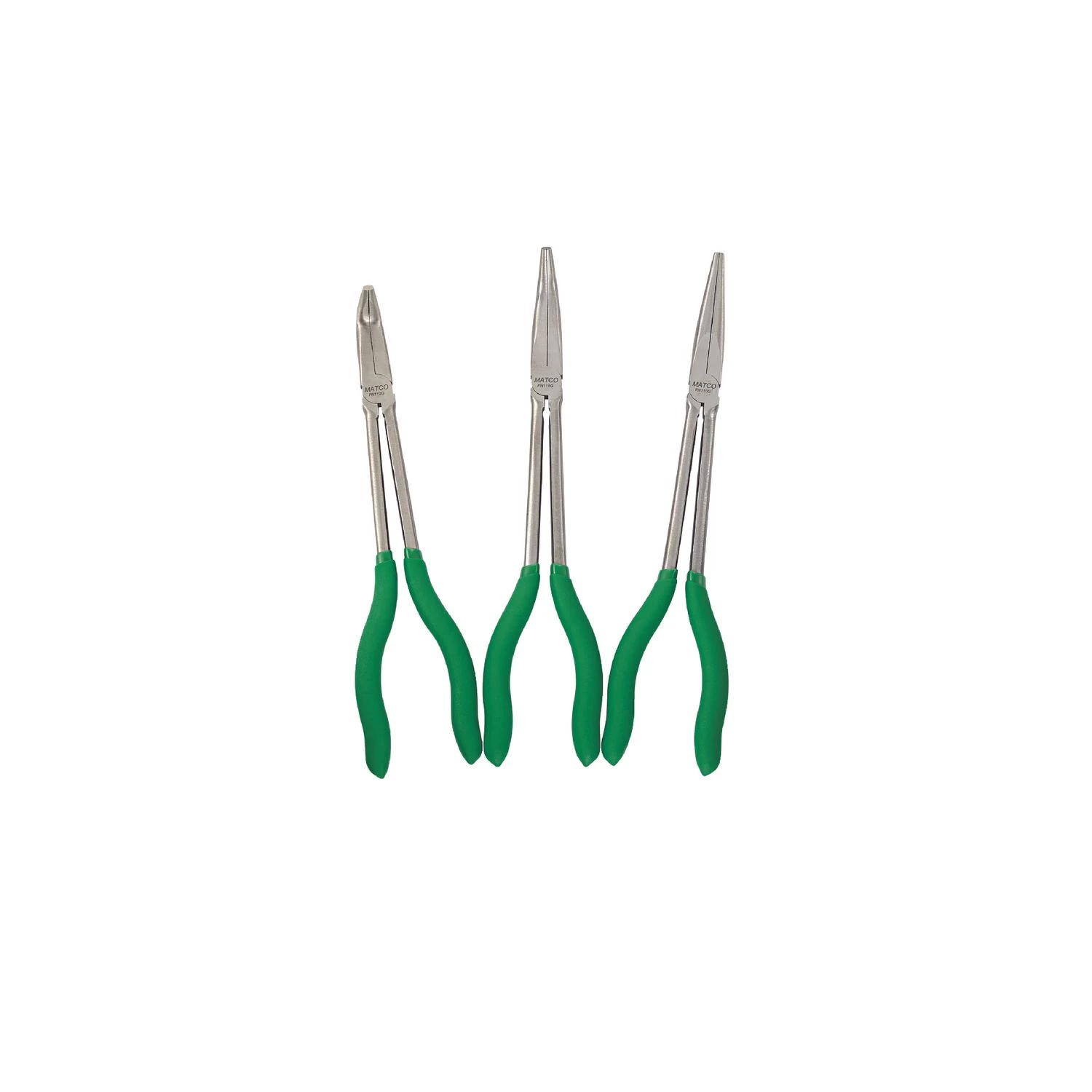 3 PIECE EXTRA LONG NEEDLE NOSE PLIER SET- GREEN 6 3 PIECE EXTRA LONG NEEDLE NOSE PLIER SET- GREEN - Image 4