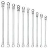 10 PIECE 0° FLEX RATCHETING EXTRA LONG WRENCH SET